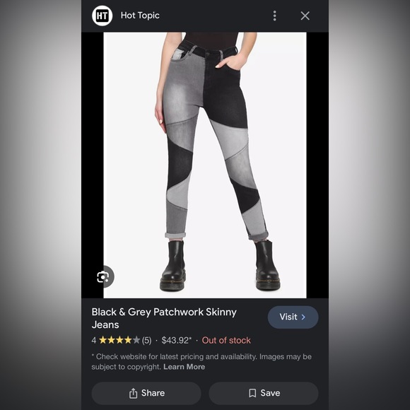 Black and Grey Patchwork Skinny Jeans - Picture 5 of 6